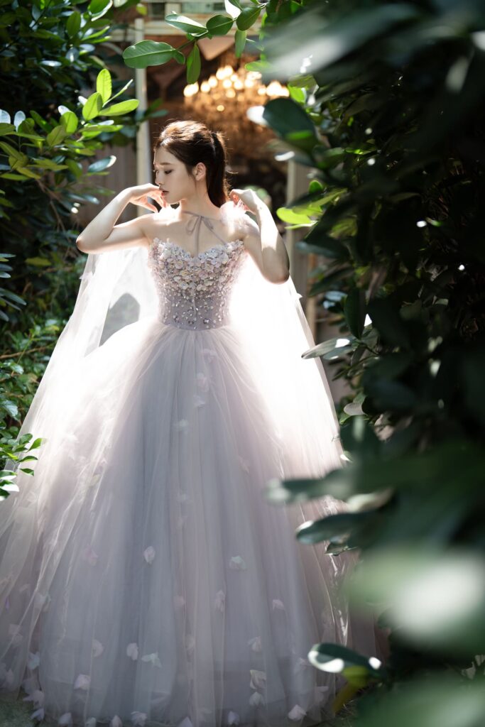 煙霧紫・立體花綴 Ballgown (1)