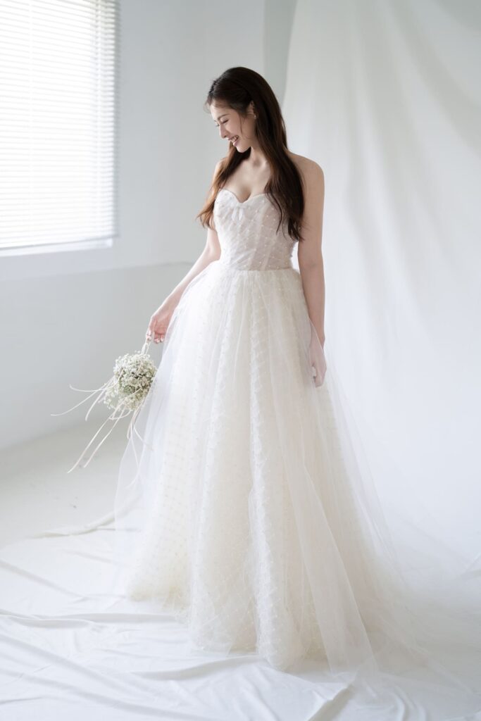 象牙色・點點微珠輕婚紗 (4)