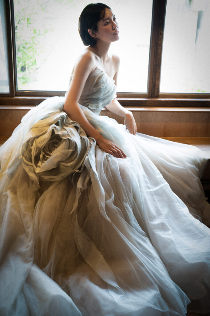 霧綠・風琴褶層次 Ballgown (4)