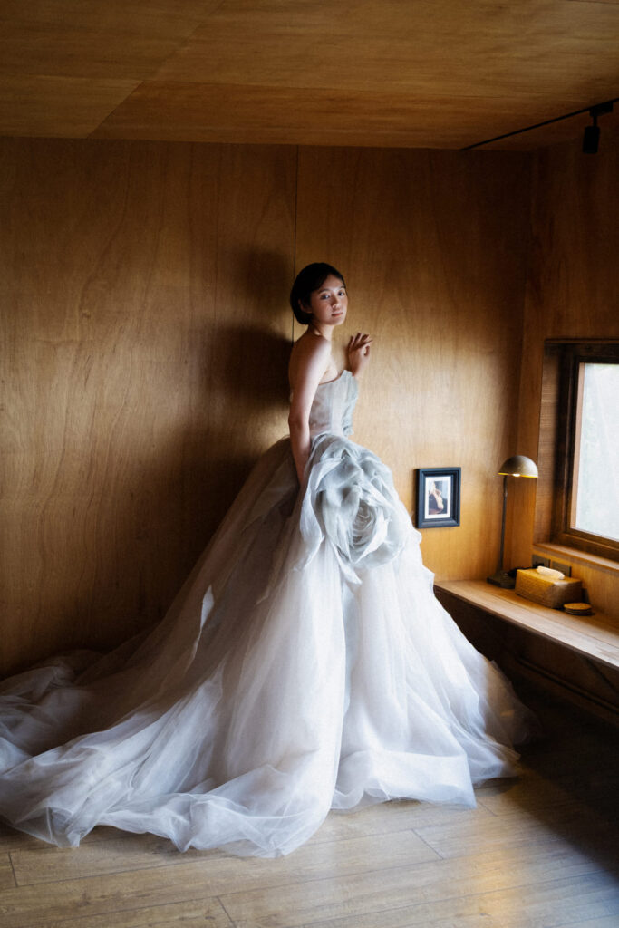 霧綠・風琴褶層次 Ballgown (5)