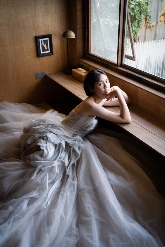 霧綠・風琴褶層次 Ballgown (6)